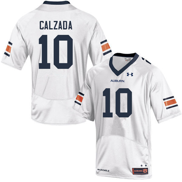 Men #10 Zach Calzada Auburn Tigers College Football Jerseys Sale-White - Click Image to Close